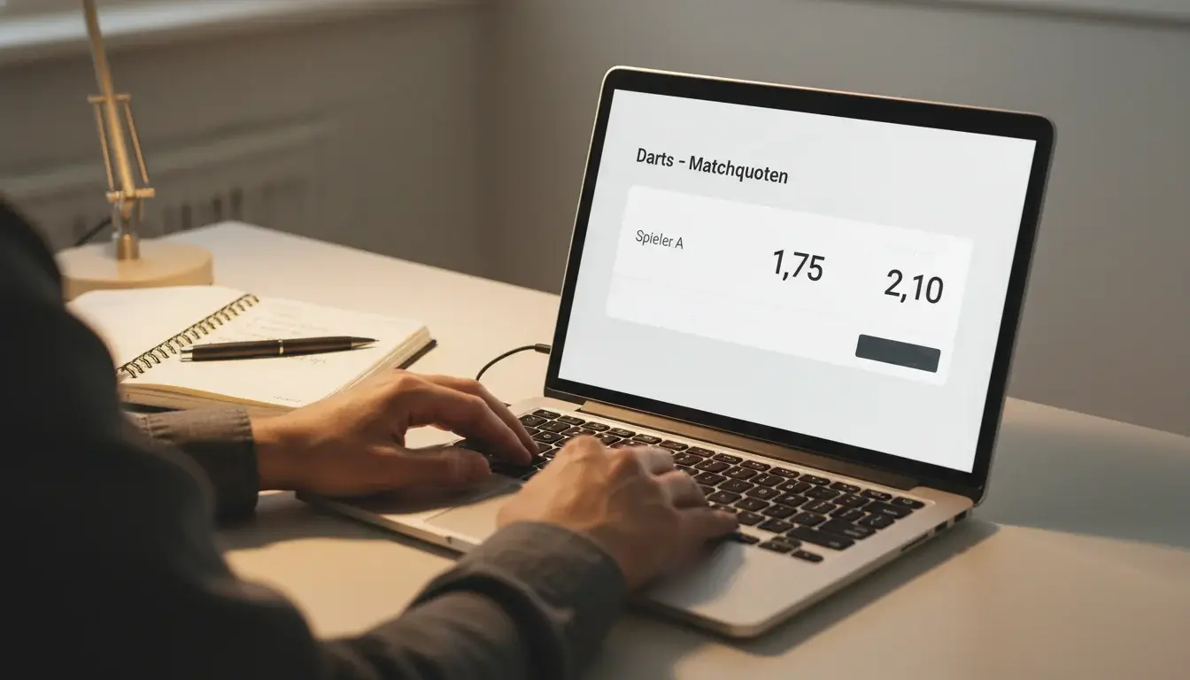 Darts Wettquoten auf einem Bildschirm bei einem professionellen Darts-Turnier