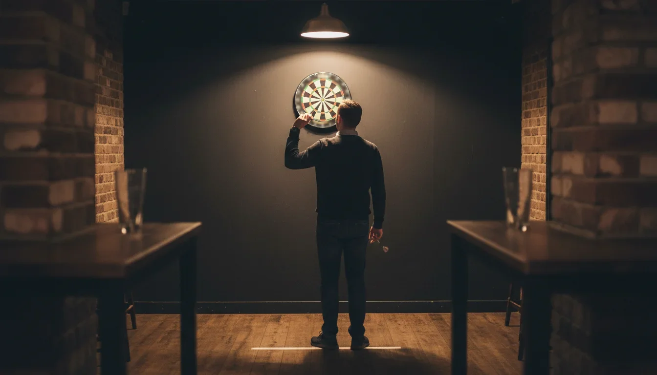 Darts Wetten für Anfänger – Spieler wirft ersten Dart auf Dartscheibe